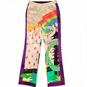 RARE*** NWTJudy Zhang 100% Silk Rainbow Snake Pants Avant Garde Art Trousers